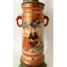 Pareja de quinqué o lamparas de aceite, cerámica del siglo XIX, Japón Kutani 