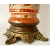 Pareja de quinqué o lamparas de aceite, cerámica del siglo XIX, Japón Kutani 