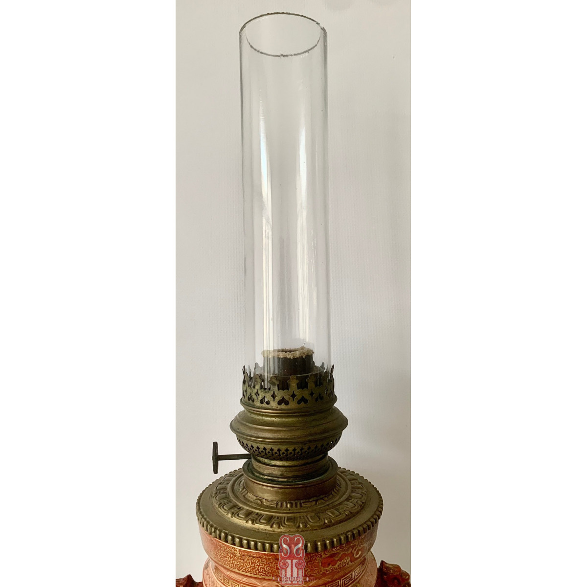 Pareja de quinqué o lamparas de aceite, cerámica del siglo XIX, Japón Kutani 