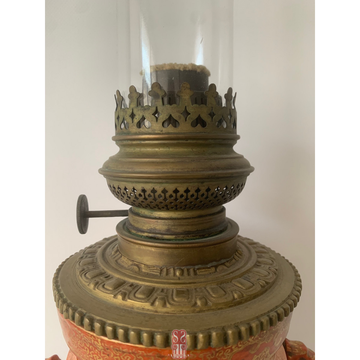 Pareja de quinqué o lamparas de aceite, cerámica del siglo XIX, Japón Kutani 