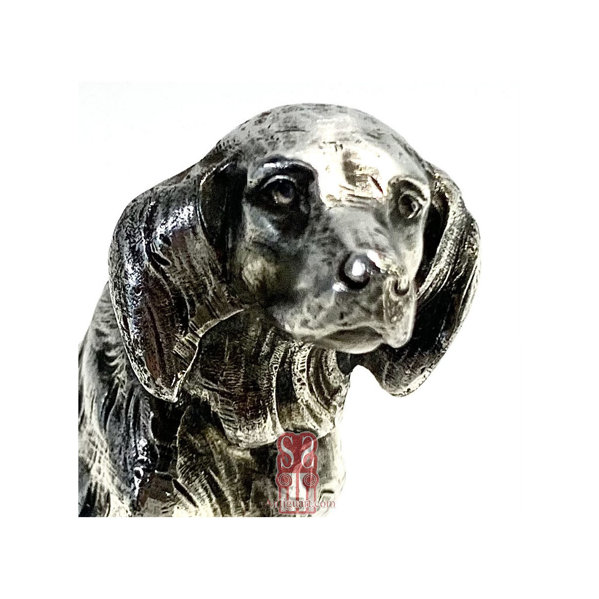 Escultura de perro, bronce plateado, 1920 circa.