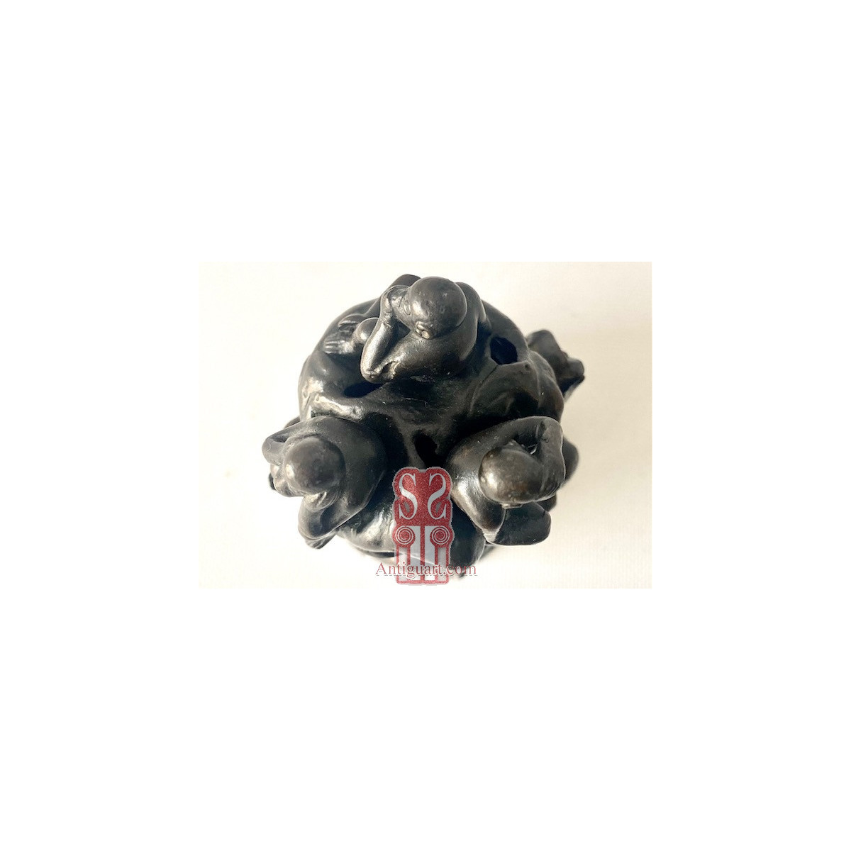 Incensario bronce. Los tres monos sabios. Japón Meiji Finales Siglo XIX.