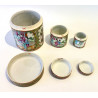 Conjunto de tres tarros en porcelana China Cantón Siglo XIX.