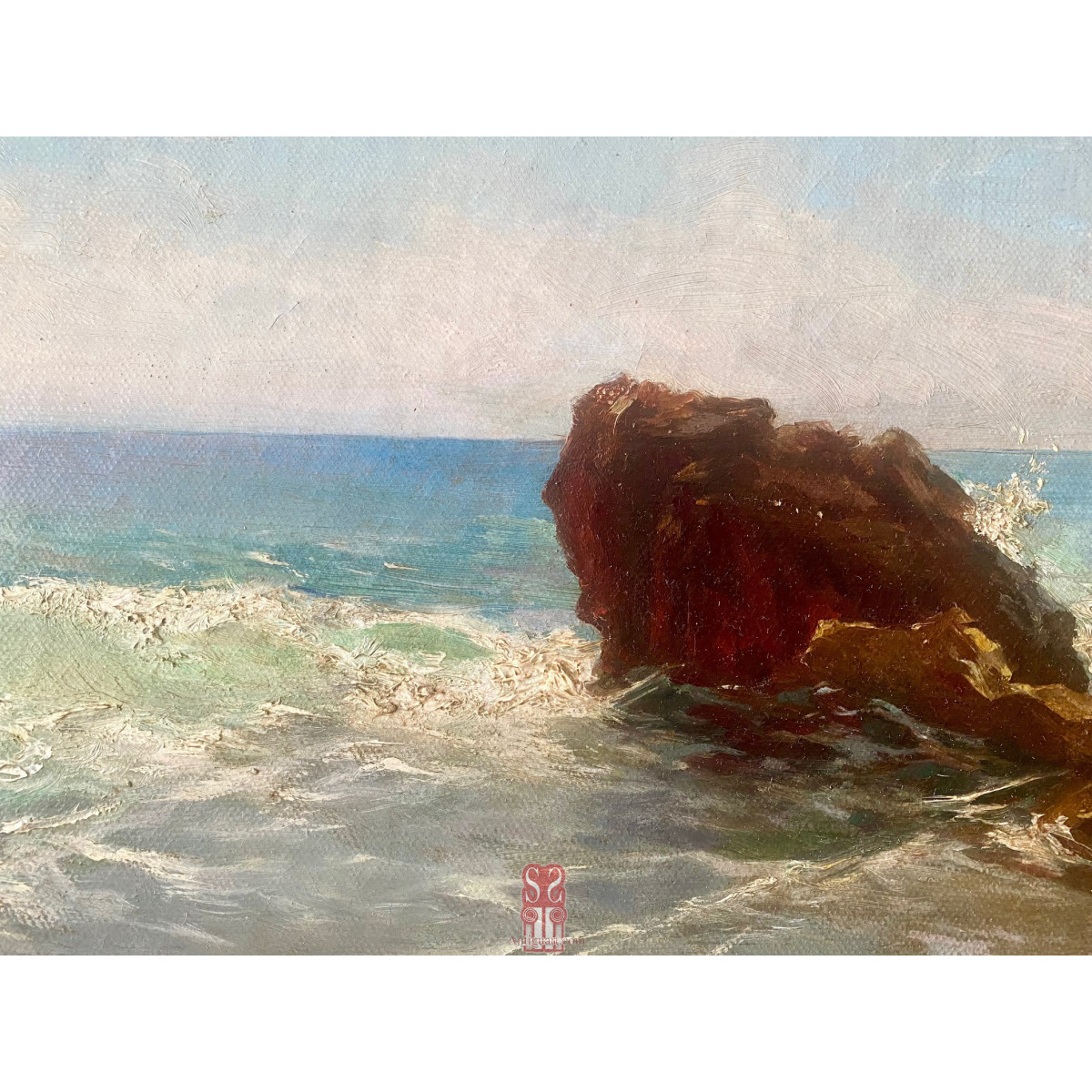 Marina, óleo sobre lienzo. Jose María Marques y Garcia, firmado y fechado 1938.