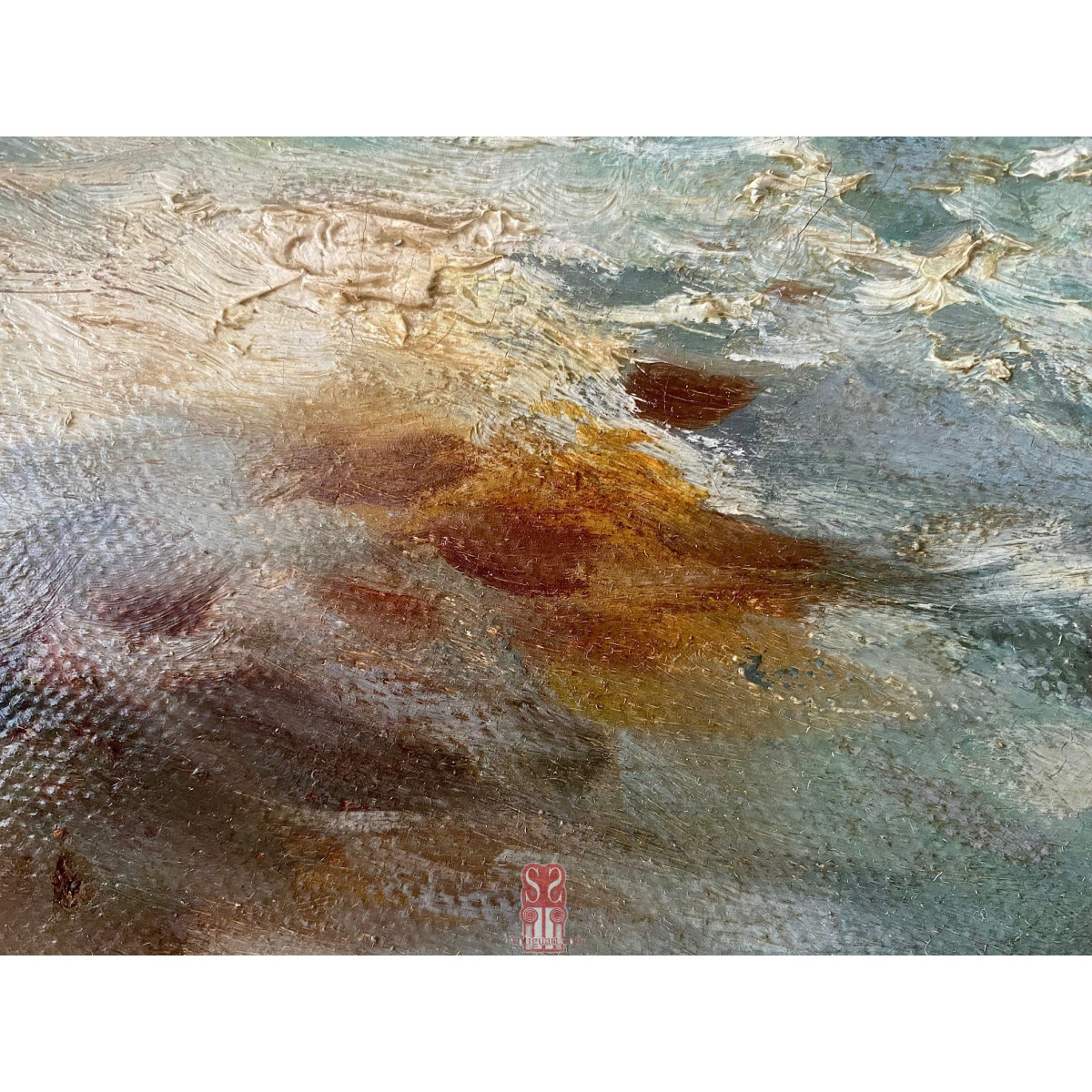 Marina, óleo sobre lienzo. Jose María Marques y Garcia, firmado y fechado 1938.