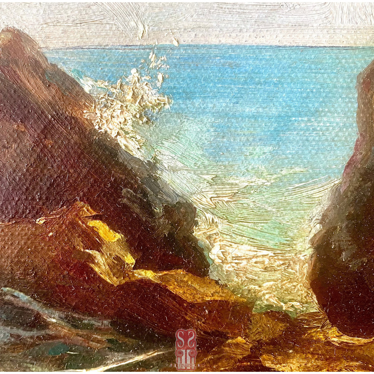 Marina, óleo sobre lienzo. Jose María Marques y Garcia, firmado y fechado 1938.