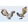 Pareja de  “Coqs” gallos de pelea en plata de ley, España Siglo XX.