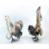 Pareja de  “Coqs” gallos de pelea en plata de ley, España Siglo XX.