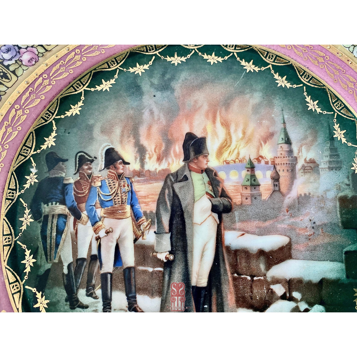 Plato Napoleón, El Incendio de Moscú de 1812. Siglo XIX.