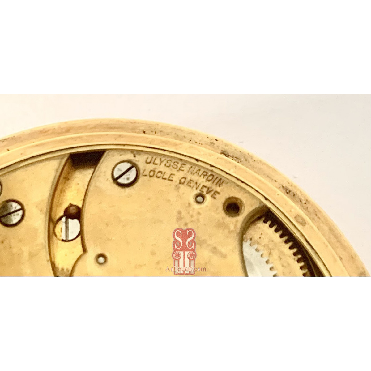 Reloj de bolsillo de oro de 18 quilates, Ulisse Nardin, Locle Geneve Suiza, principios del siglo XX.