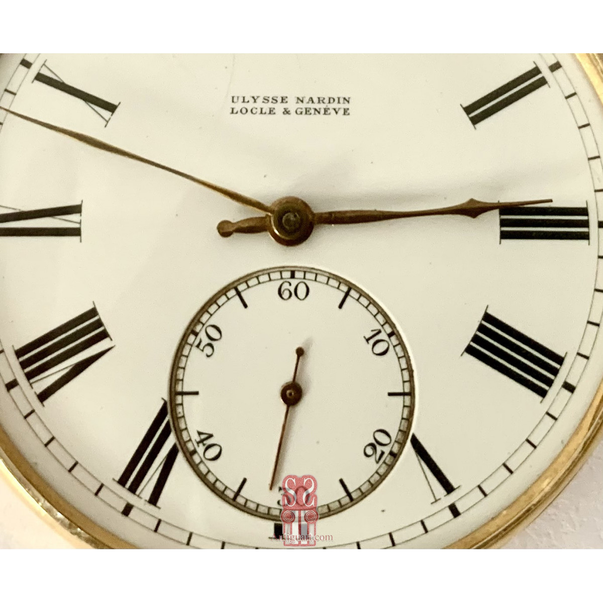 Reloj de bolsillo de oro de 18 quilates, Ulisse Nardin, Locle Geneve Suiza, principios del siglo XX.