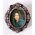 Retrato joven, miniatura. Colgante y broche, plata de ley.