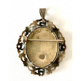 Retrato joven, miniatura. Colgante y broche, plata de ley. 2
