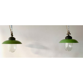 Pair of industrial hanging lamps, 10th - 20th decade of the 20th century.