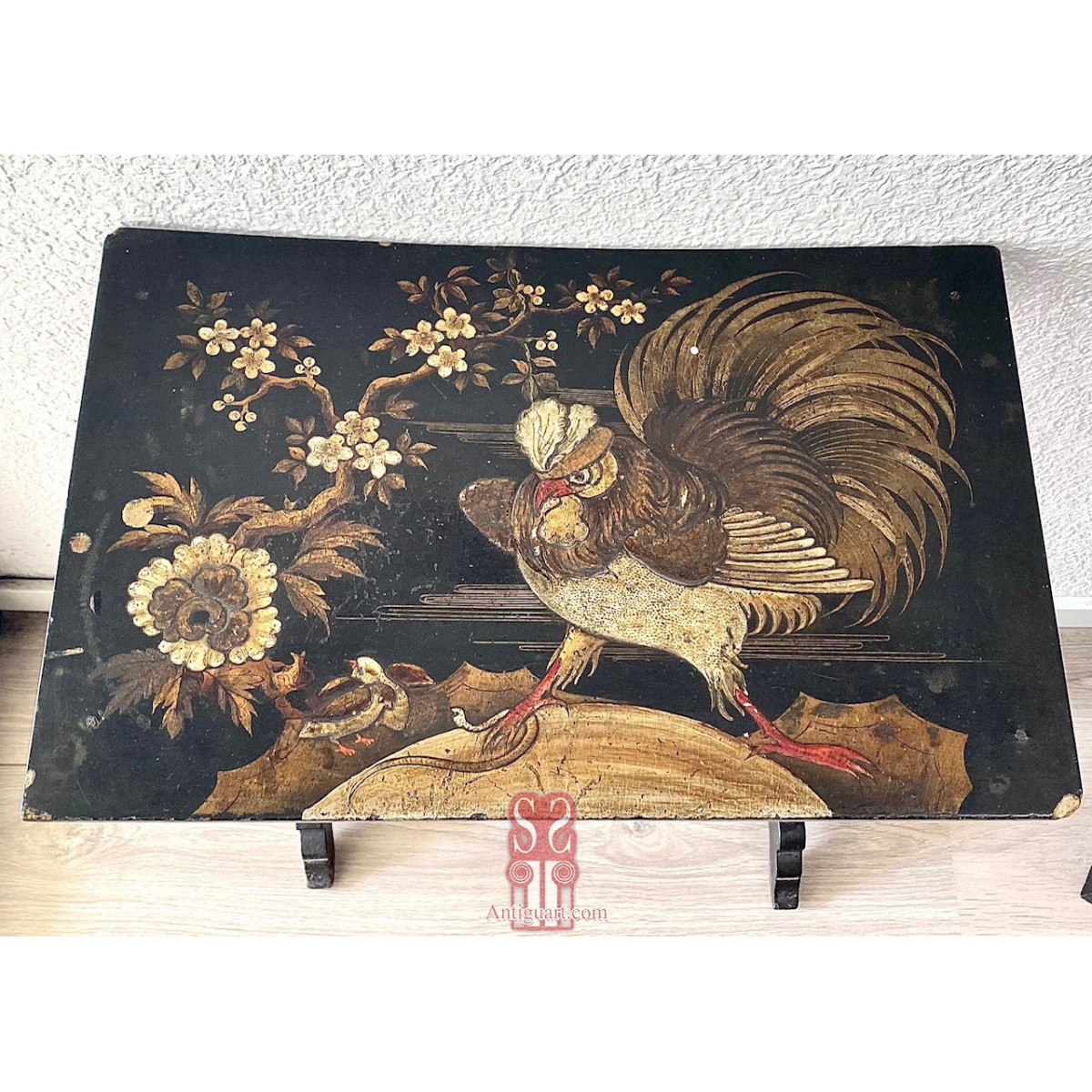 Mesa nido madera lacada negra y policromada chineseria. Finales Siglo XIX principios Siglo XX.