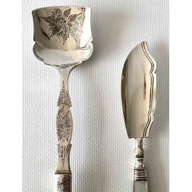 Pareja de cubiertos de plata de ley y nácar, finales del Siglo XIX, Inglaterra, Birmingham 1898 2