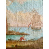 Marina con figuras, óleo sobre lienzo siglo XVIII