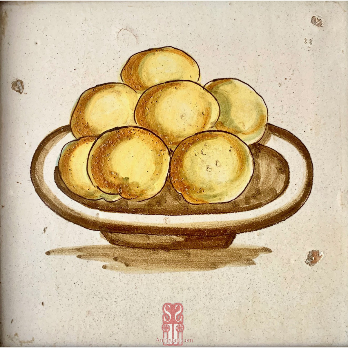 Cesta de fruta, azulejo valenciano del Siglo XVIII.