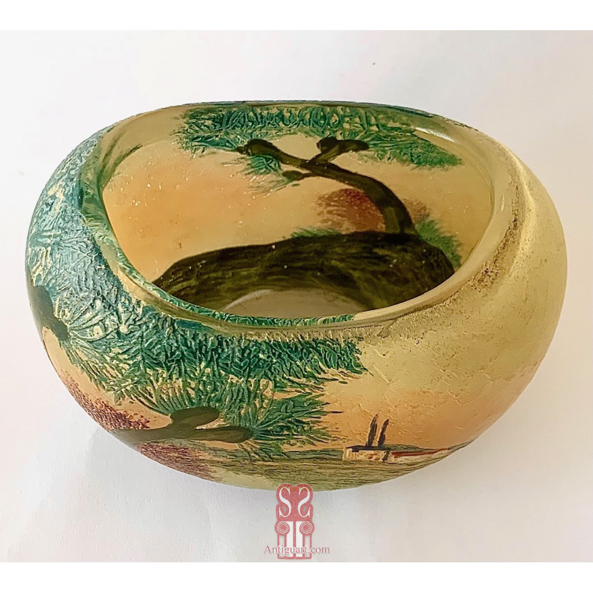 Jarrón de cristal Legras, Francia circa 1910.