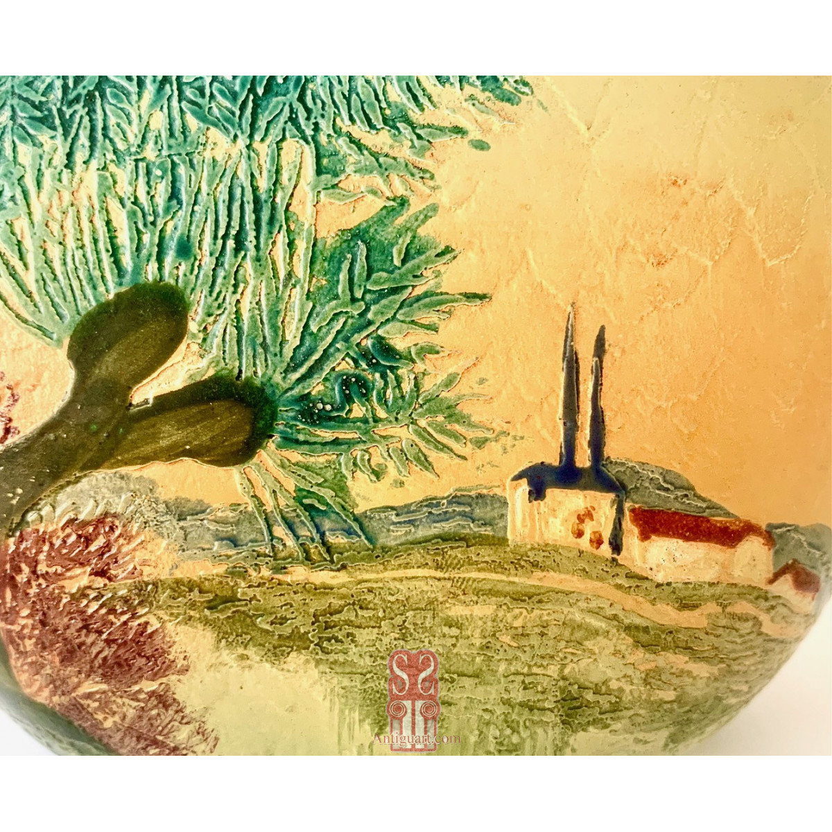 Jarrón de cristal Legras, Francia circa 1910.