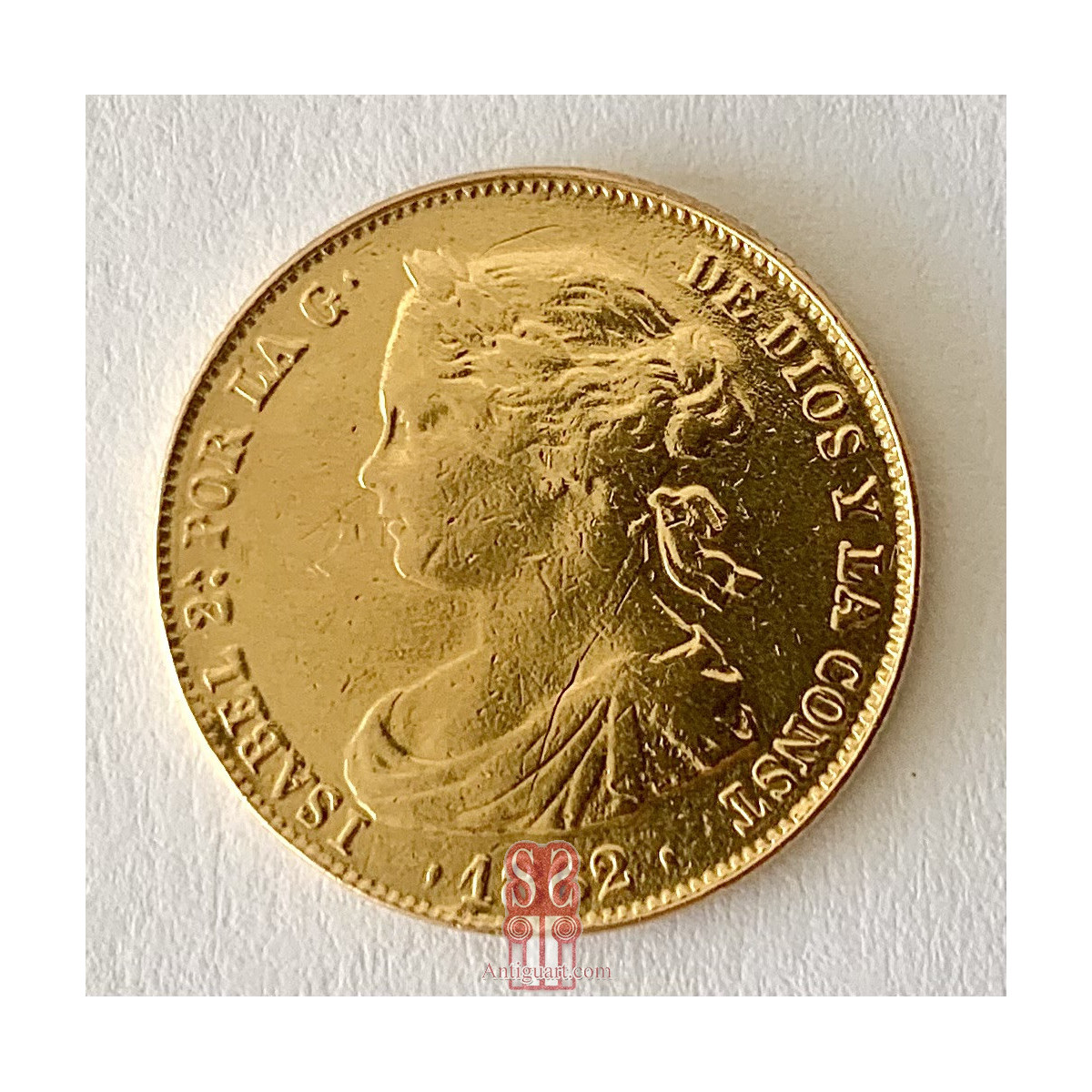 Moneda de oro, España Isabel II 100 Reales de 1862 Madrid. 