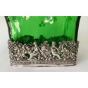 Botella licorera de cristal verde y plata de ley. 1895 contrastes de Londres.