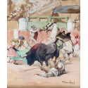 Carlos Ruano Llopis (Orba, 10 de abril de 1878-Ciudad de México, 2 de septiembre de 1950) “escena taurina”, gouache sobre papel.