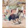 Carlos Ruano Llopis (Orba, 10 de abril de 1878-Ciudad de México, 2 de septiembre de 1950) “escena taurina”, gouache sobre papel.