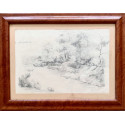 Paisaje, lapis, siglo XIX.
