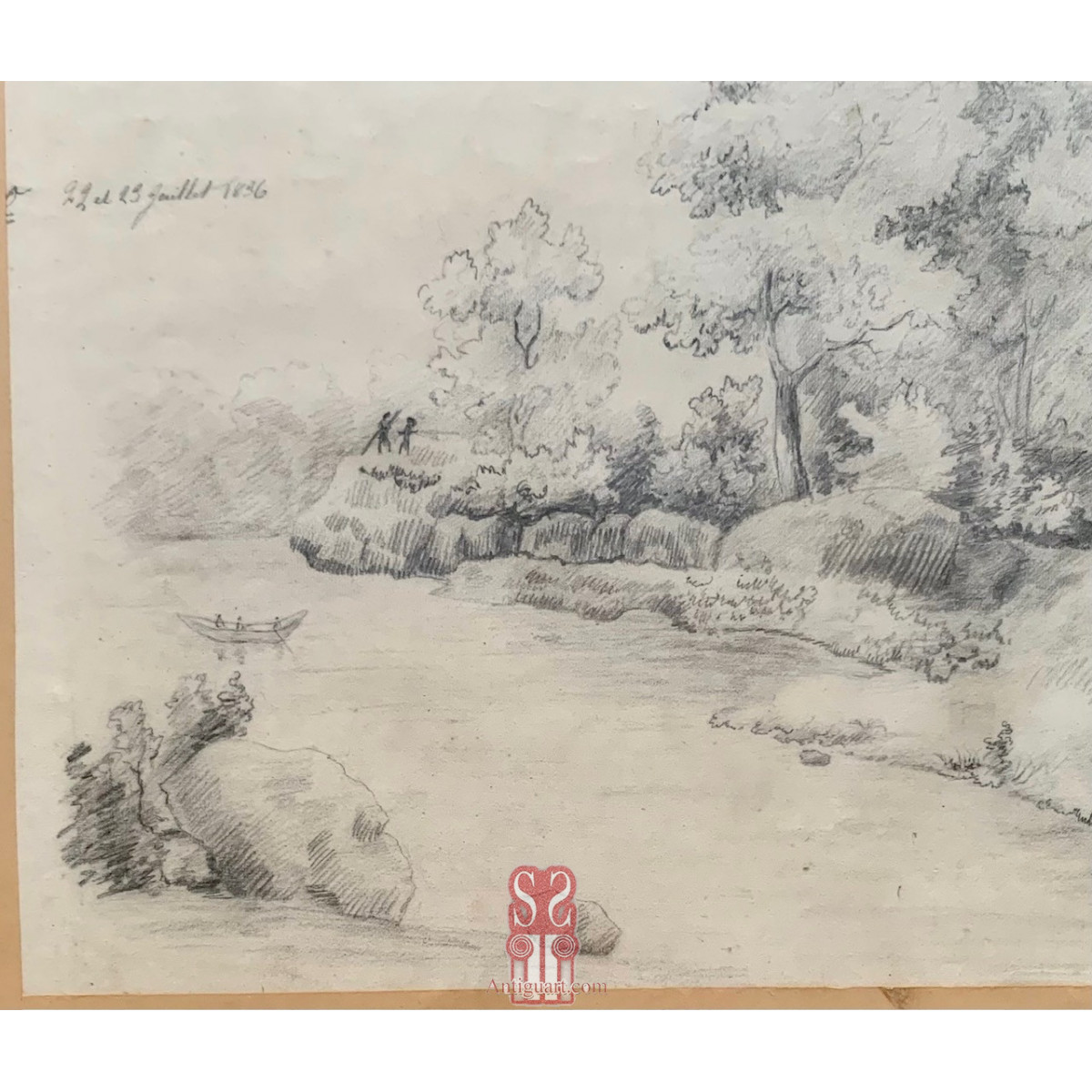 Paisaje, lapis, siglo XIX.