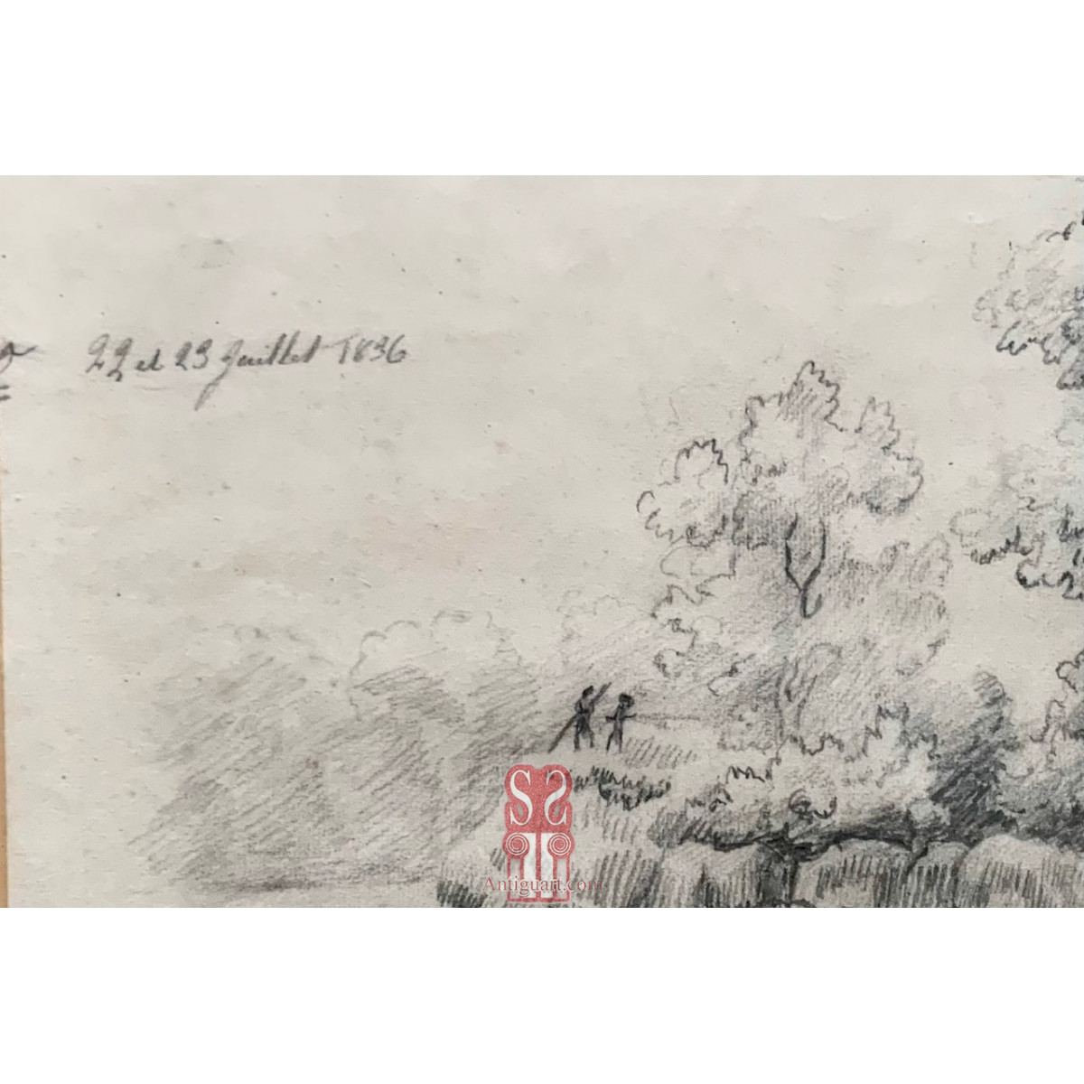 Paisaje, lapis, siglo XIX.