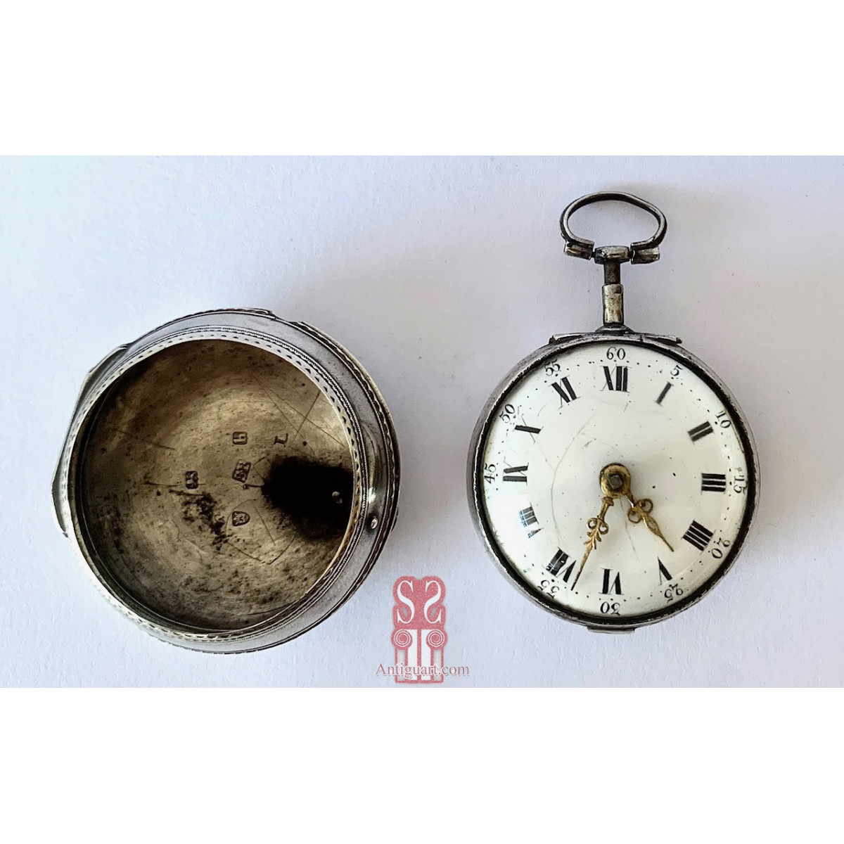 Orologio da tasca d’argento, XVIII secolo, Londra 