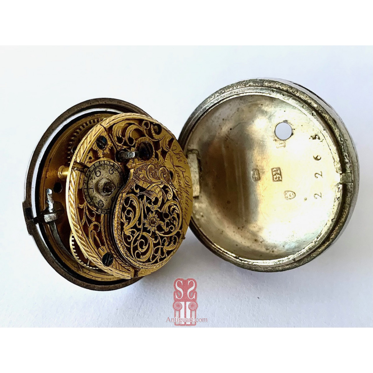 Orologio da tasca d’argento, XVIII secolo, Londra 