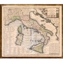 Mapa geografico de Italia del siglo XVIII.