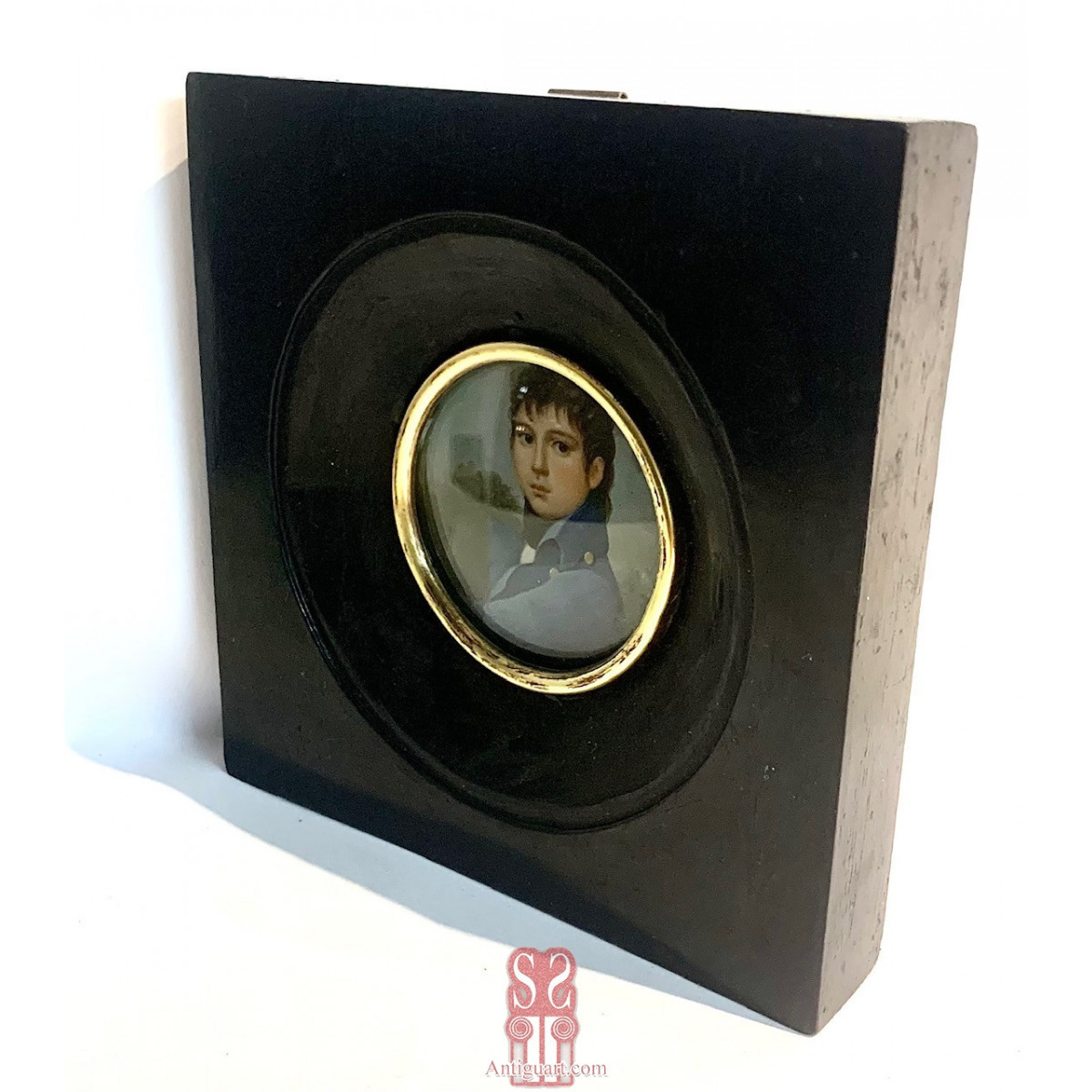 Retrato de joven caballero. Miniatura al gouache. Francia, primer tercio Siglo XIX.