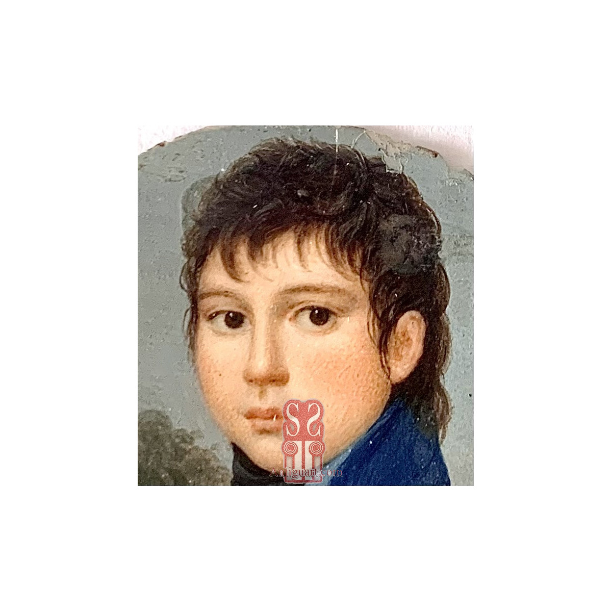 Retrato de joven caballero. Miniatura al gouache. Francia, primer tercio Siglo XIX.