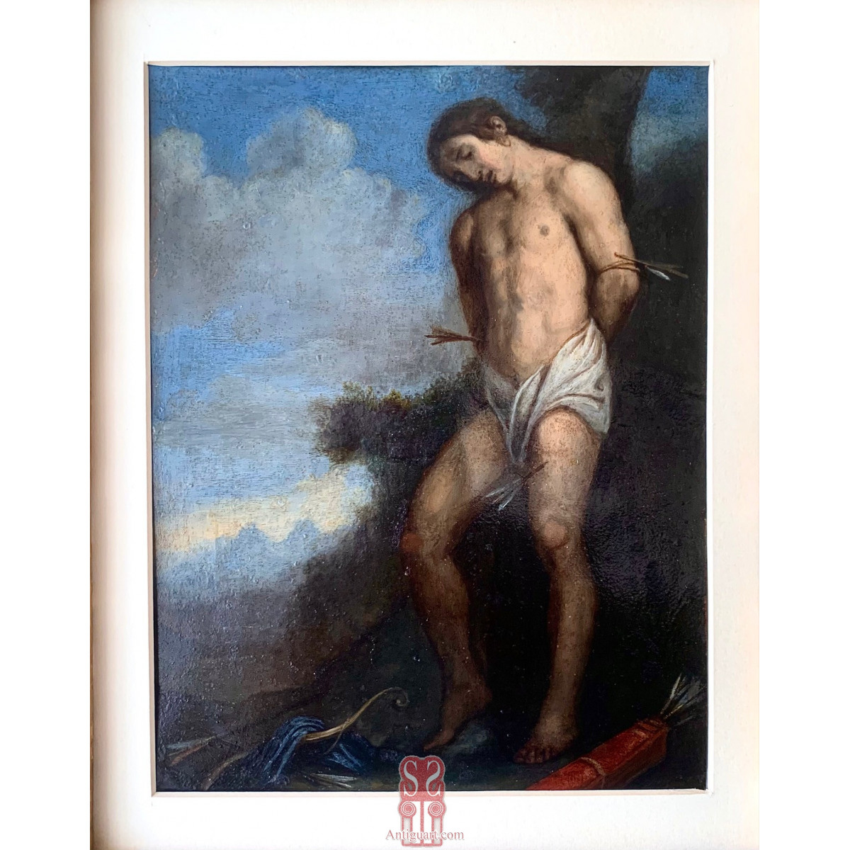 San Sebastián, óleo sobre cobre. Italia, Siglo XVII.