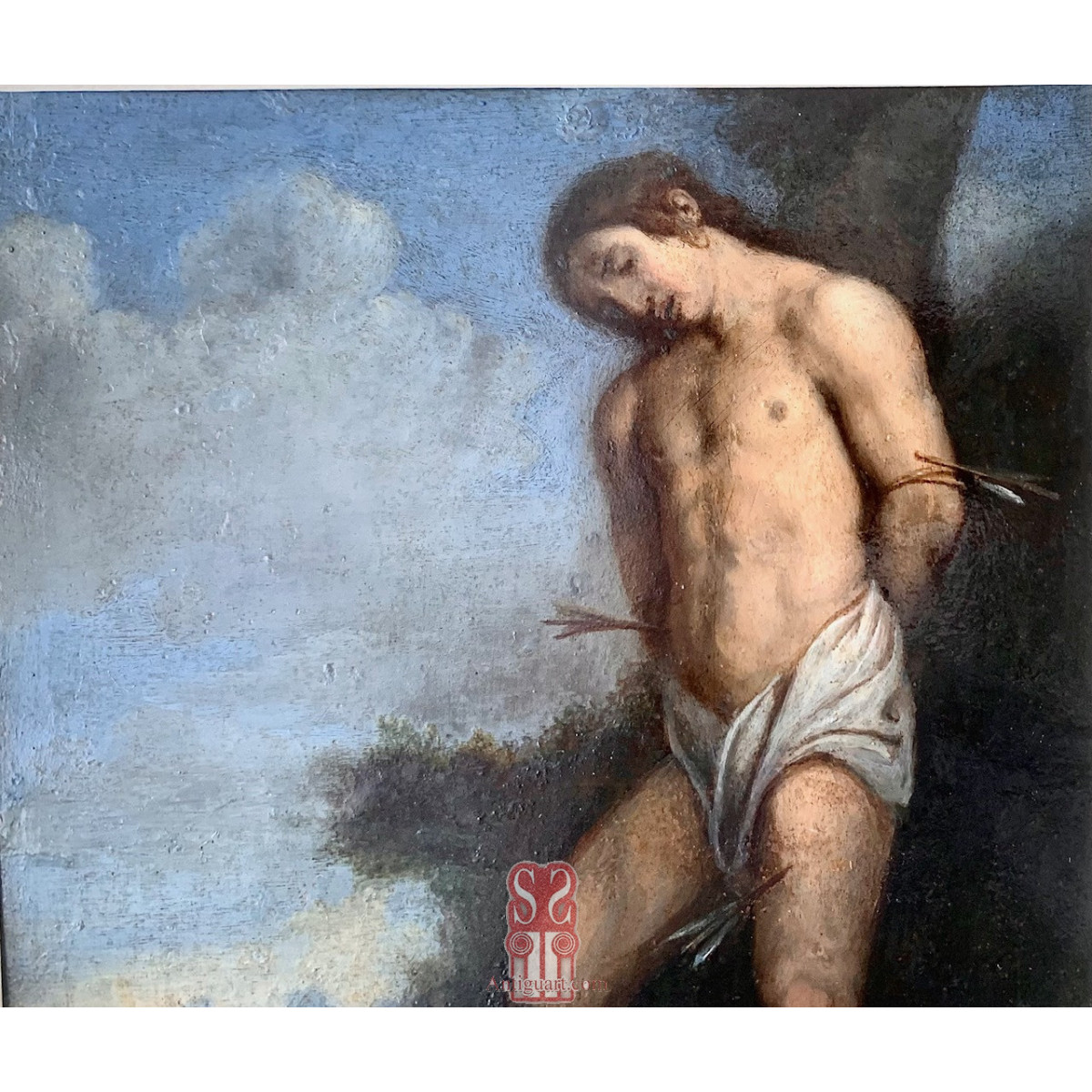 San Sebastián, óleo sobre cobre. Italia, Siglo XVII.