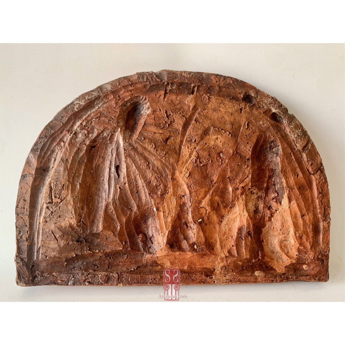 Anunciación. Bajorrelieve de barro, Italia Siglo XVIII.