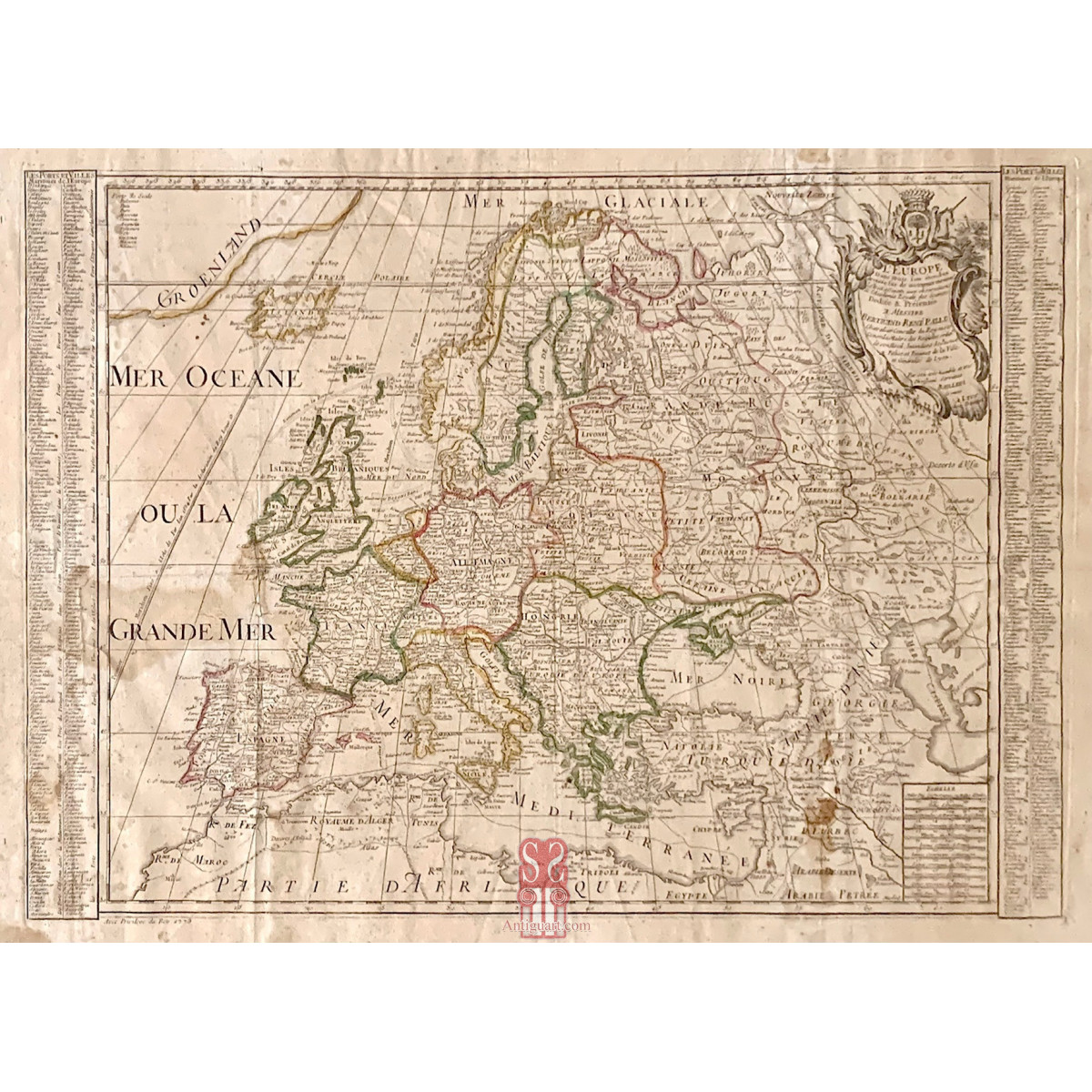 Mapa de Europa del Siglo XVIII.