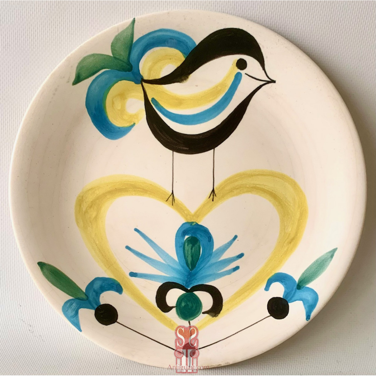 Plato de cerámica Roger Capron, Vallauris Francia, 1960 circa. 