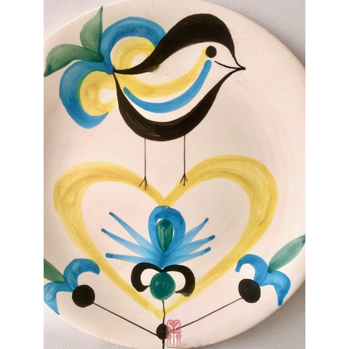 Plato de cerámica Roger Capron, Vallauris Francia, 1960 circa. 