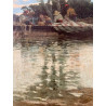 Pescadores en la Albufera. Enrique Saborit (Valencia 1869-1928). Firmado y fechado 1899. Óleo sobre lienzo.