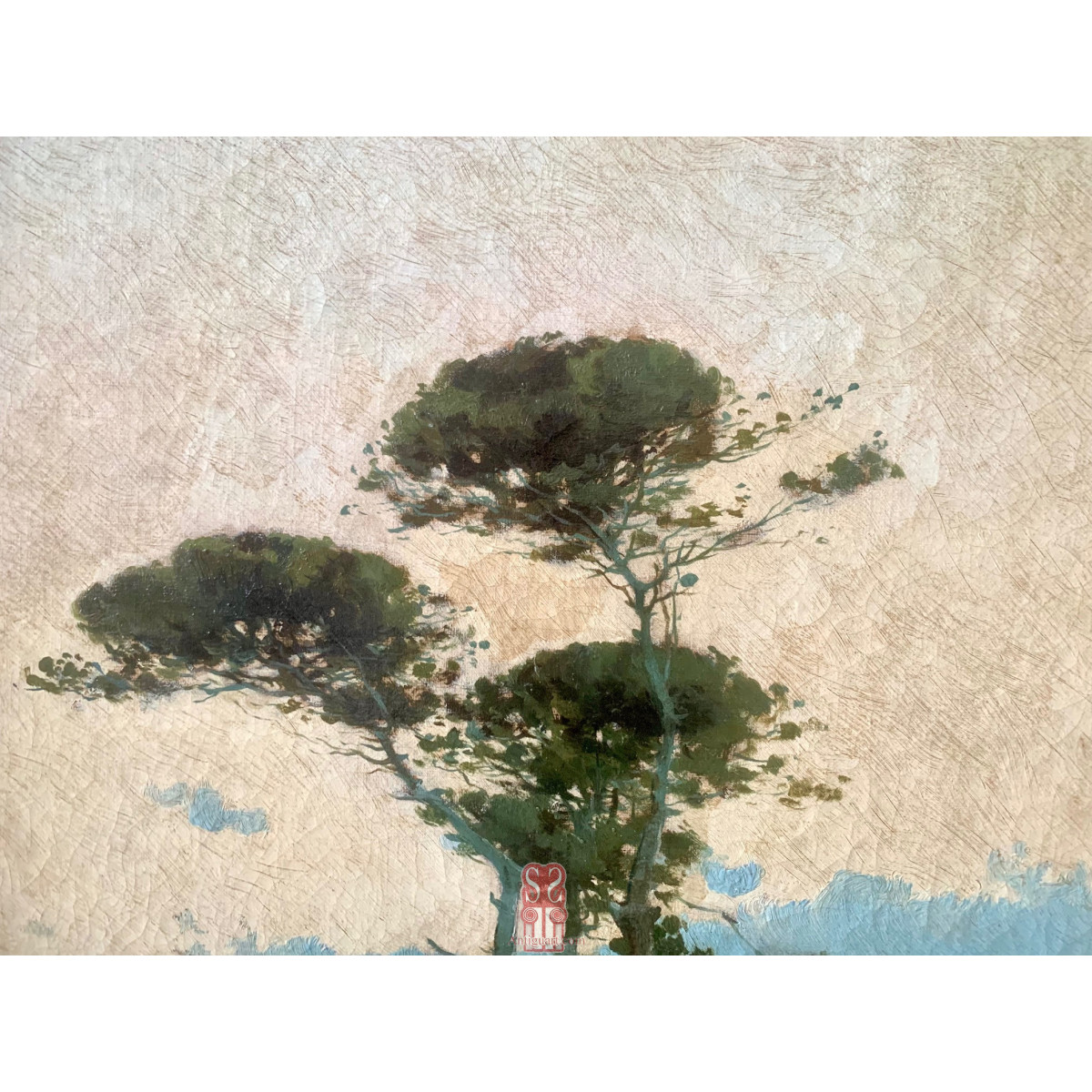 Pescadores en la Albufera. Enrique Saborit (Valencia 1869-1928). Firmado y fechado 1899. Óleo sobre lienzo.