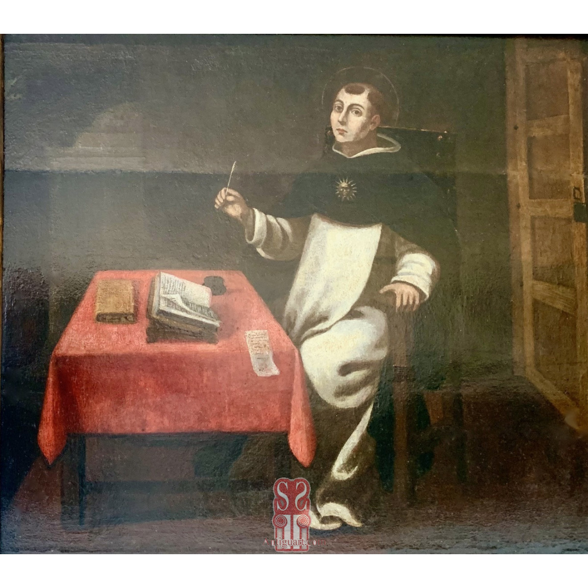 Santo Tomás de Aquino, óleo sobre tabla. Escuela valenciana de finales Siglo XVI principios Siglo XVII.