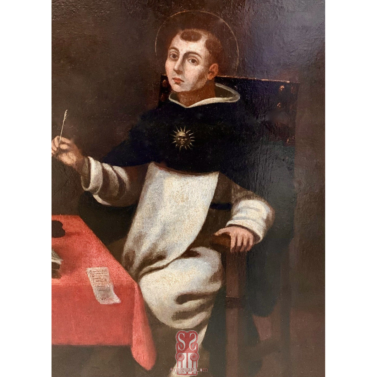 Santo Tomás de Aquino, óleo sobre tabla. Escuela valenciana de finales Siglo XVI principios Siglo XVII.
