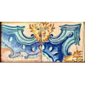 Pareja azulejos valencianos, Mascarona. Siglo XVIII.
