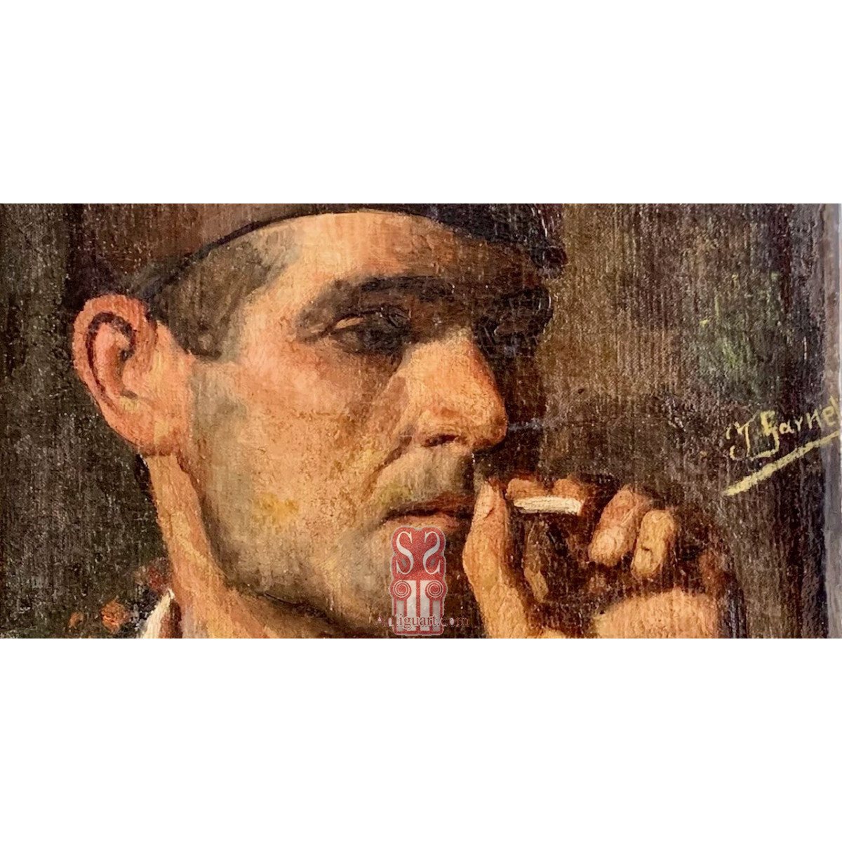 Retrato soldado republicano. Isidoro Garnelo Fillol, Óleo sobre lienzo. Firmado.