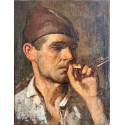 Retrato soldado republicano. Isidoro Garnelo Fillol, Óleo sobre lienzo. Firmado.