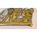 Tintero doble de bronce y cristal Imperio. Francia Siglo XIX.